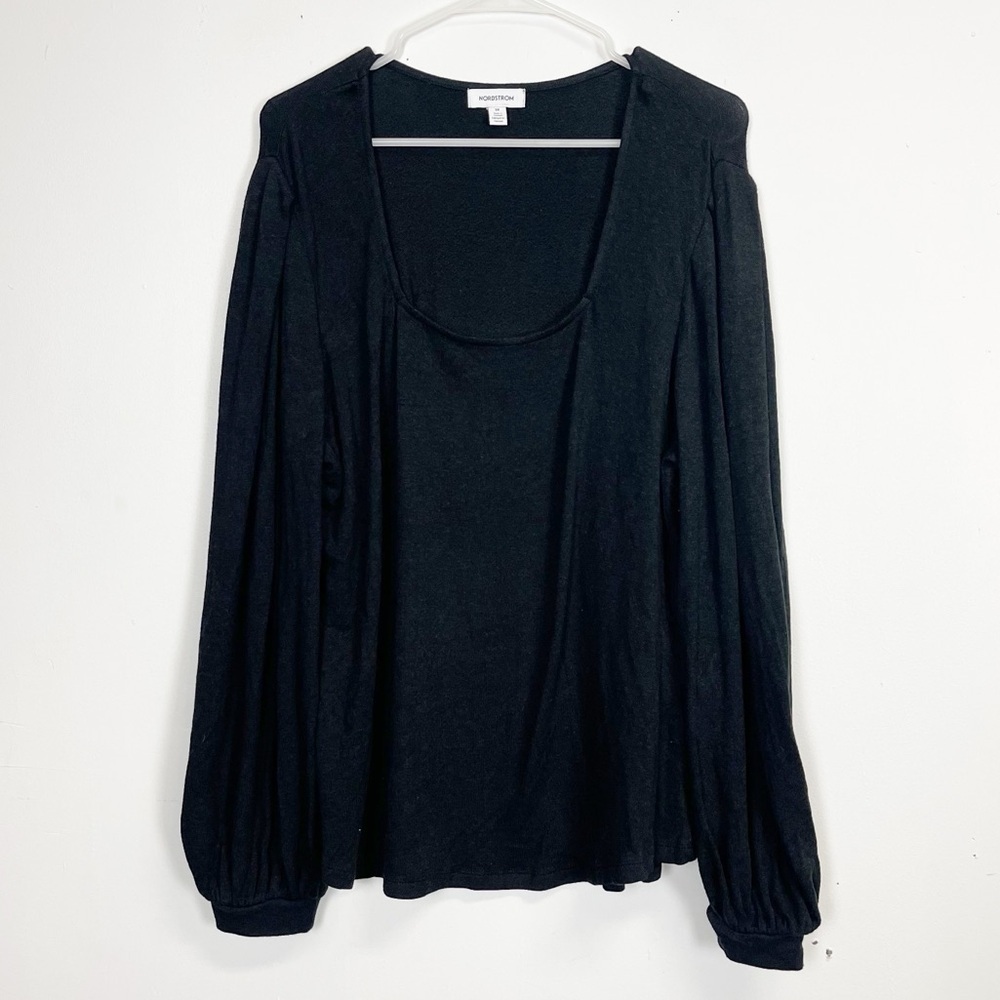 NEW Nordstrom Sweater Womens 2X Black Pullover Scoop Long Sleeve Knit NWOT